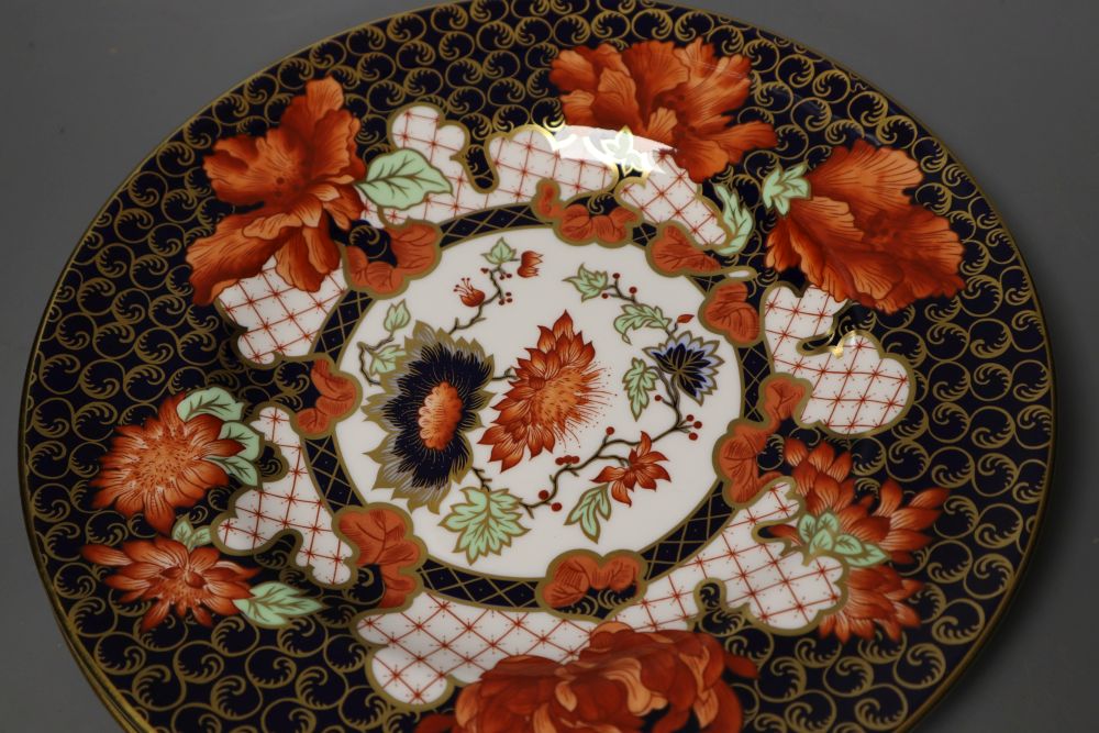 Six Royal Crown Derby imari plates including one Kings pattern and five 1128 pattern trays, 27cm